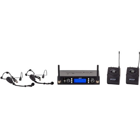 GEMINI Dual channel wireless UHF PLL system with 2 headsetlavalier UHF-6200HL-R2